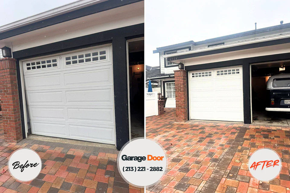 Before and after: garage door repair Greenacres, FL